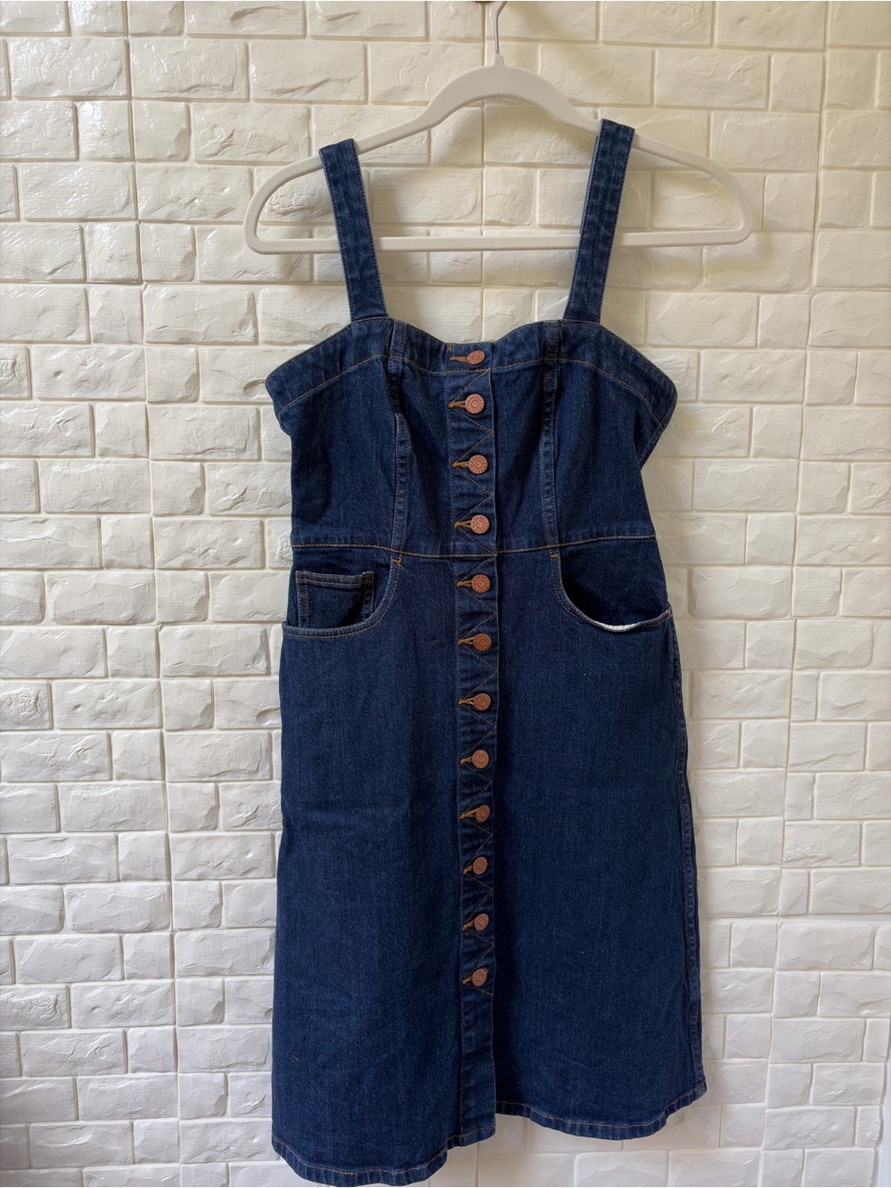 Madewell Dark Blue Denim Button-Front Midi Dress